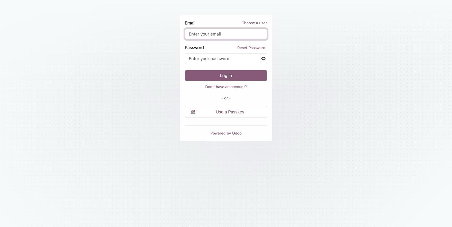 Odoo sign-in page